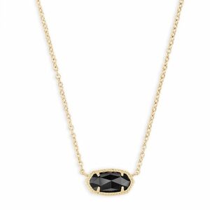 NWT-Elisa Gold Pendant Necklace in Black Opaque Glass